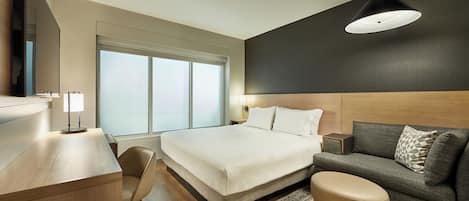 In-room safe, desk, laptop workspace, blackout curtains
