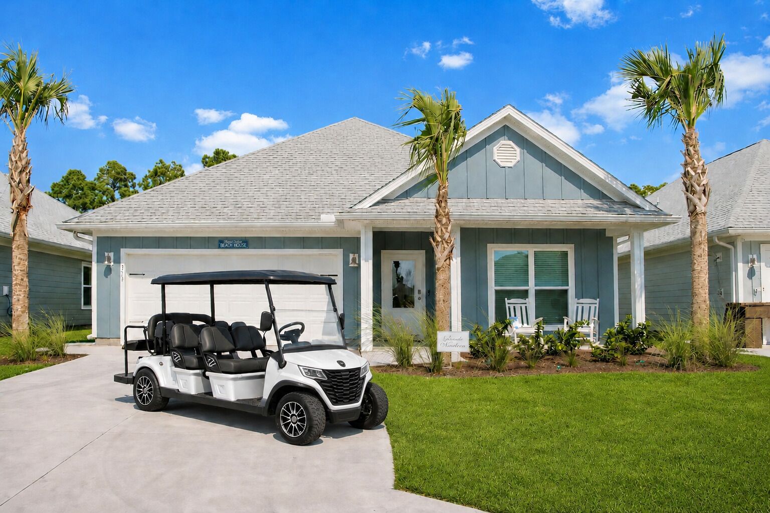 Charming coastal home with easy access to pools, trails, the beach and free use of a 6-seater golf cart & 4 bikes