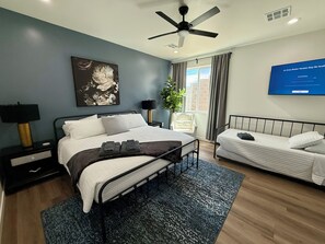 4 dormitorios, tabla de planchar con plancha, wifi gratis y ropa de cama