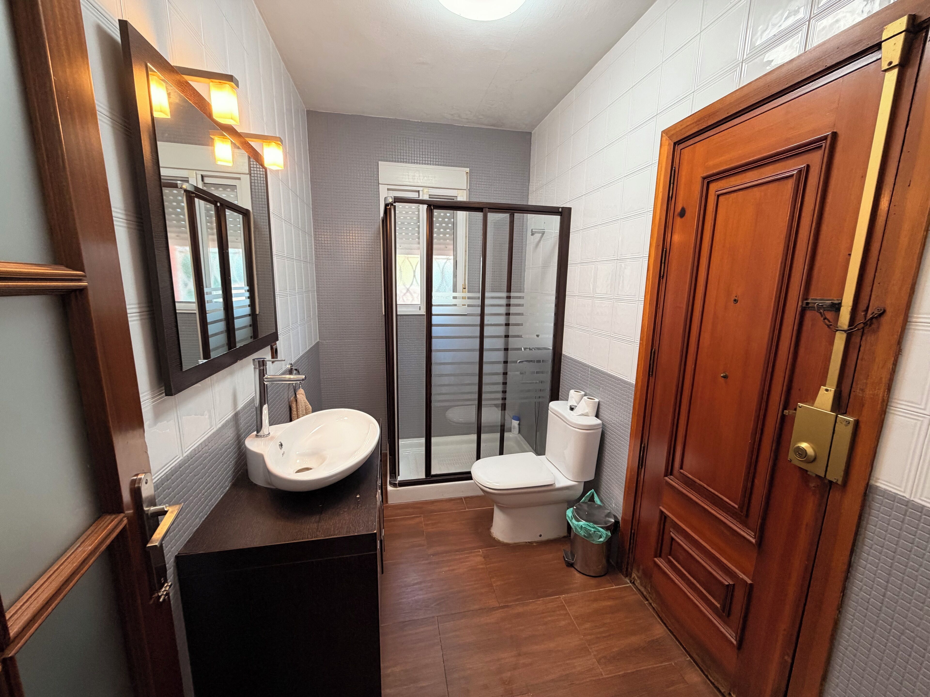 Hair dryer, bidet, towels, soap