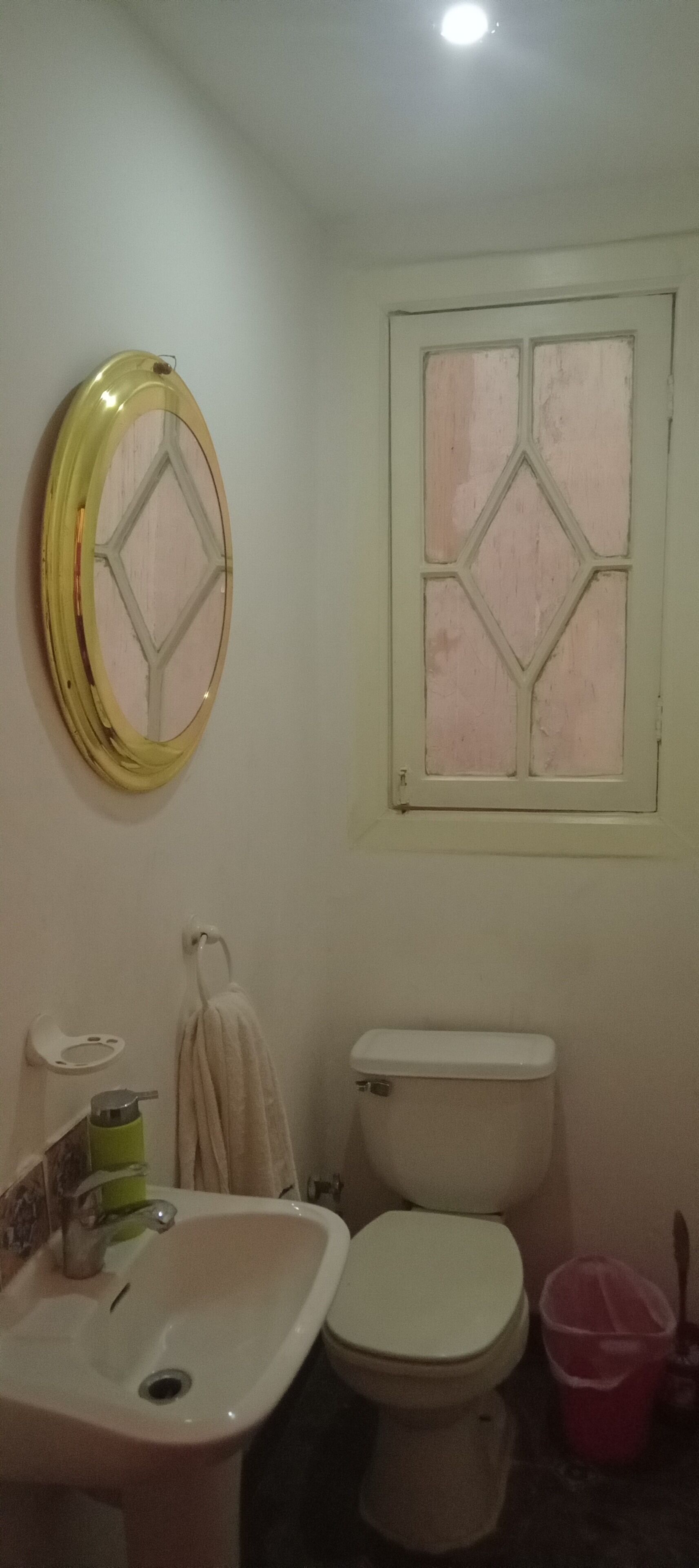 Een douche, zeep, toiletpapier