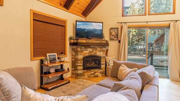 Cabin, Multiple Beds, Patio (Tomahawk) | Living area | Fireplace