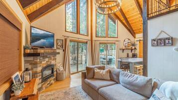 Cabin, Multiple Beds, Patio (Tomahawk) | Living area | Fireplace