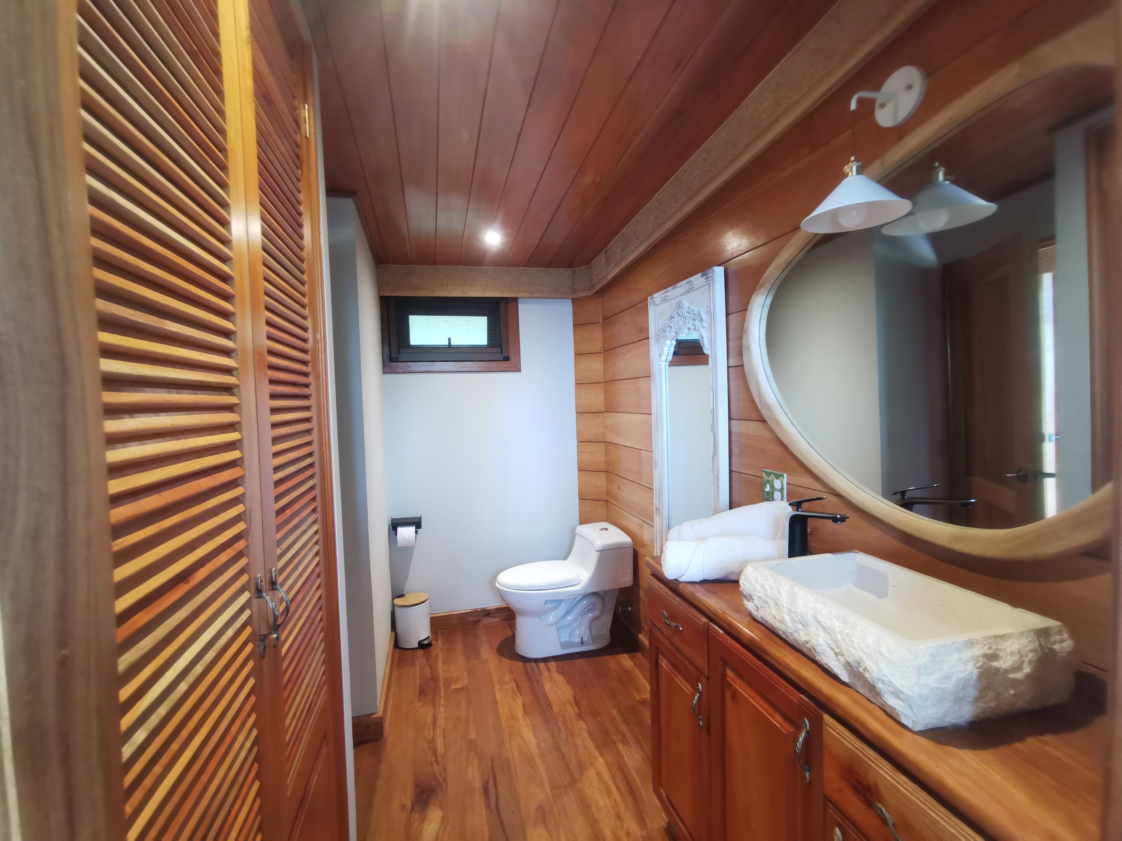 Shower, towels, soap, shampoo