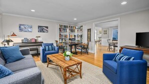 TV, fireplace - Prime Meridian: 033-Ba  Spacious and Special, Walk to Beach, Harbor, Village (Barnstable)