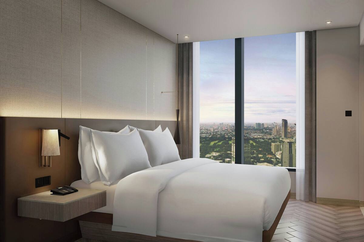 Quarto luxo, 1 cama de casal, vista para a cidade