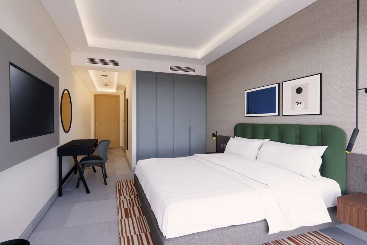 Apartemen, 1 kamar tidur | Seprai premium, busa memori, brankas, dan meja kerja