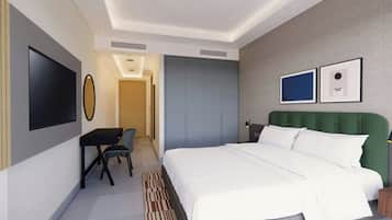 In-room safe, desk, laptop workspace, blackout drapes