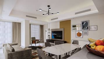 Deluxe Apartment, 2 Bedrooms | In-room safe, desk, laptop workspace, blackout curtains