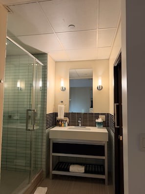 Hair dryer, towels, soap, toilet paper - Luxury 2bd 2bath DTLA High-Rise Panoramic Views (Los Angeles)
