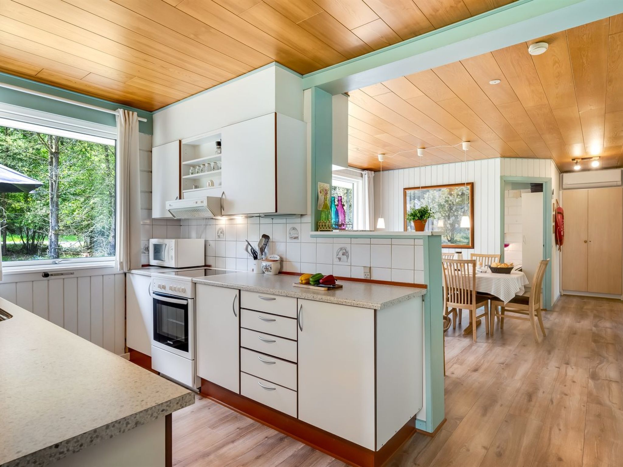 Fridge, oven, dishwasher, cookware/dishes/utensils