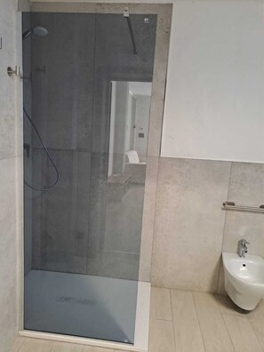 Ducha, secador de pelo, bidet, toallas