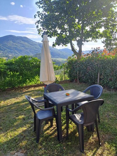 Bright house with garden and mountain view