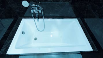 Shower, free toiletries, towels, soap