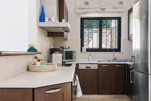 Coffee/tea maker, fridge, microwave, oven - Luxury seafront plot villa, seaviews, p-pool, walk to beach- Villa Alex Meganisi (Meganisi)