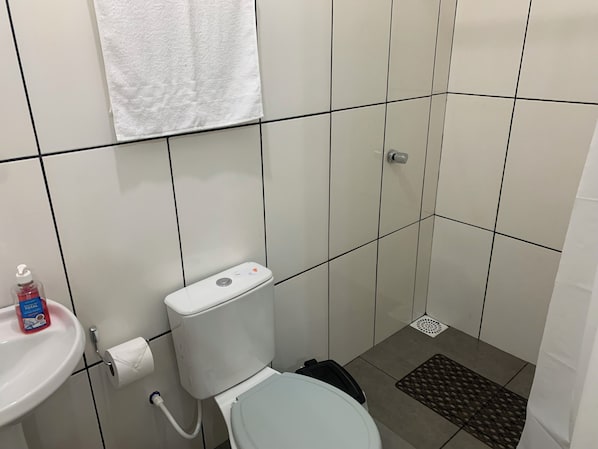 Dusche, Handtücher, Seife, Toilettenpapier