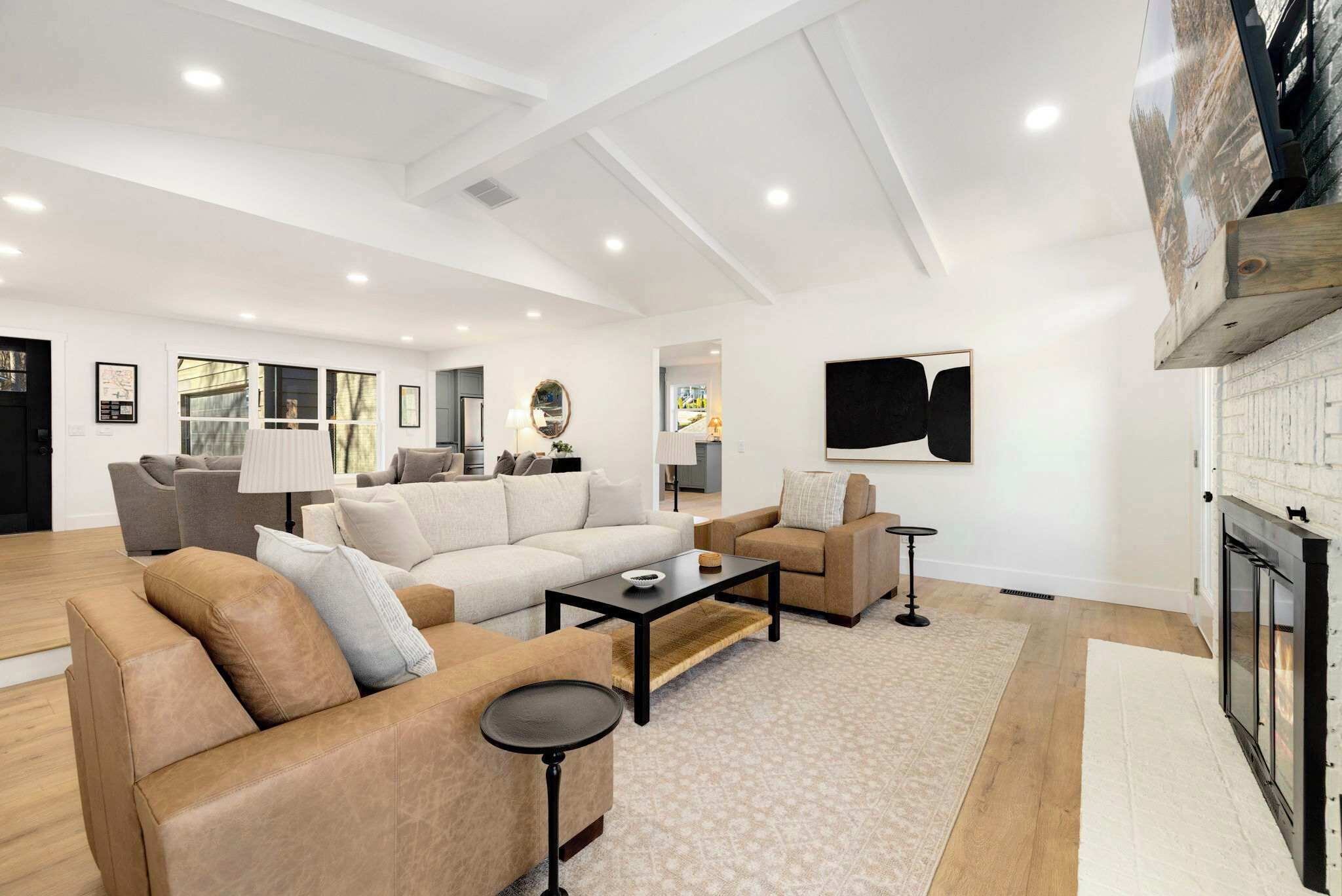 TV, fireplace, video games, offices