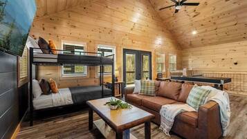 TV, fireplace, video games