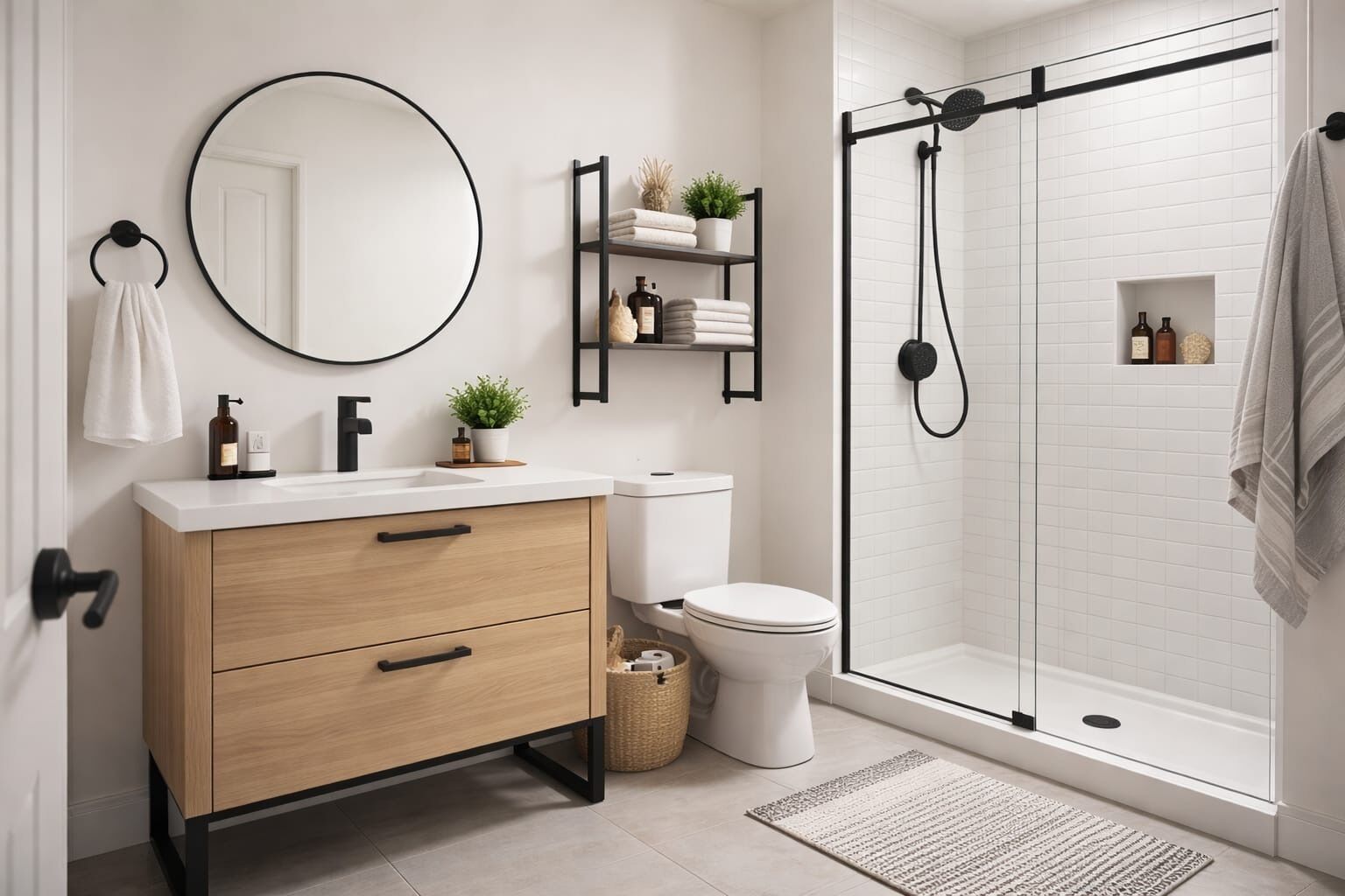 Hårtork, handdukar, tvål och toalettpapper