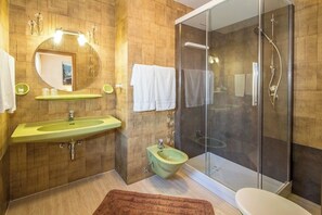 Ducha, secador de pelo, bidé y toallas