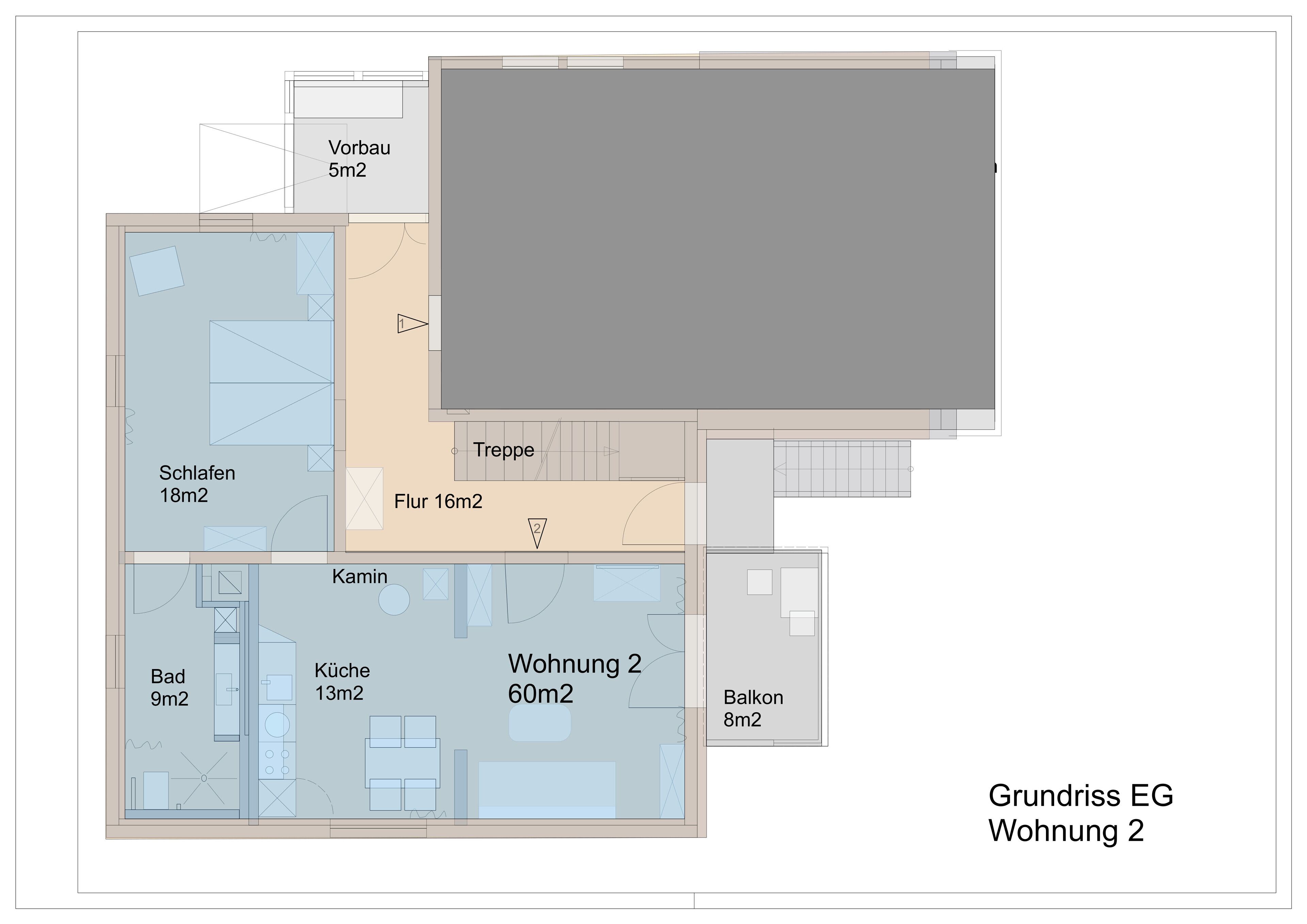 A floor plan of a building with labeled rooms including a living room, kitchen, bathroom, and balcony.