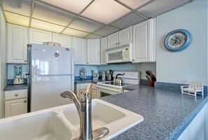 Fridge, microwave, oven, stovetop - *New listing* Welcome to SeaEsta, 3bedroom condo at St Regis in North Topsail (North Topsail Beach)