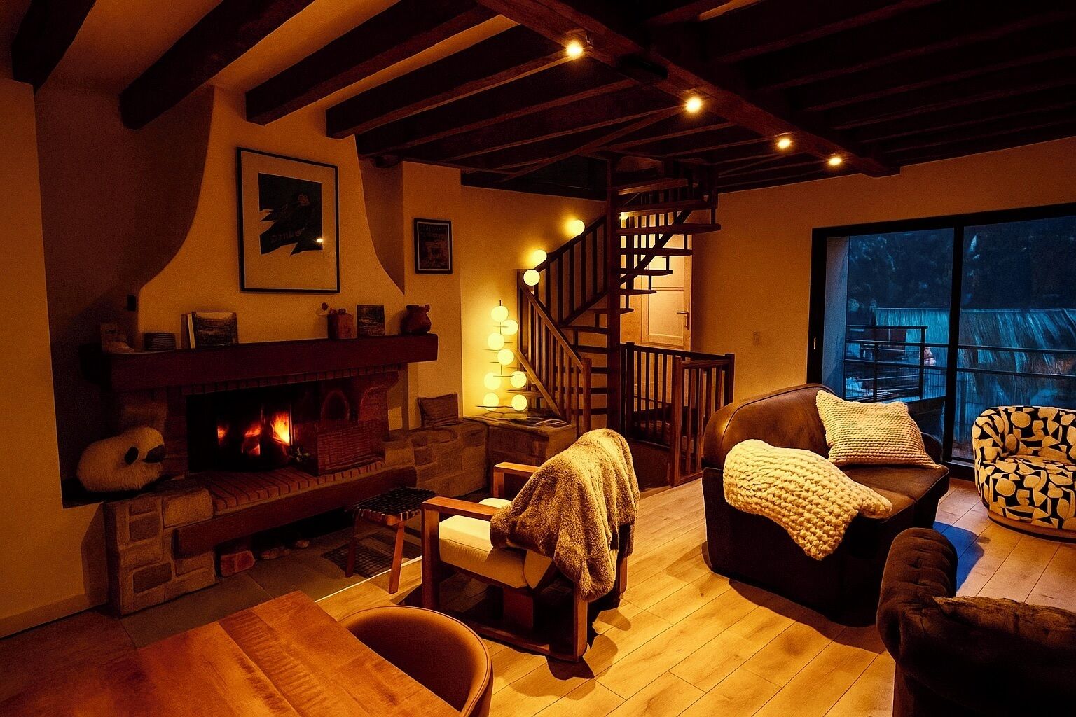 Smart TV, fireplace, table tennis