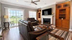 TV, fireplace - Peninsula Retreat | Golf, Pools & Beach Access (Millsboro)