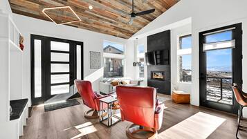 TV, DVD player, foosball, stereo