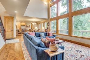 TV, fireplace, DVD player, books