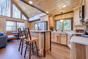 Fridge, microwave, oven, stovetop - A Frame in the Woods |Firepit + Massage Chair (Gap)
