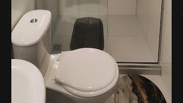 Dusche, Handtücher, Seife, Toilettenpapier