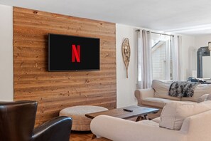 TV, fireplace, video games