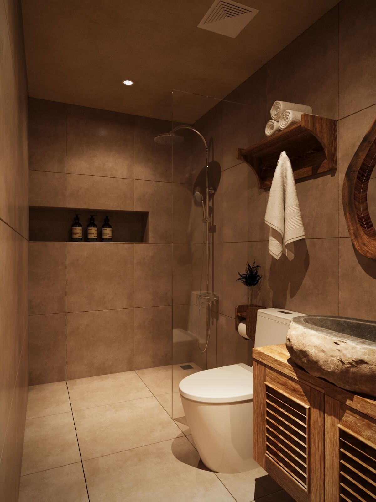 Shower, free toiletries, hair dryer, slippers