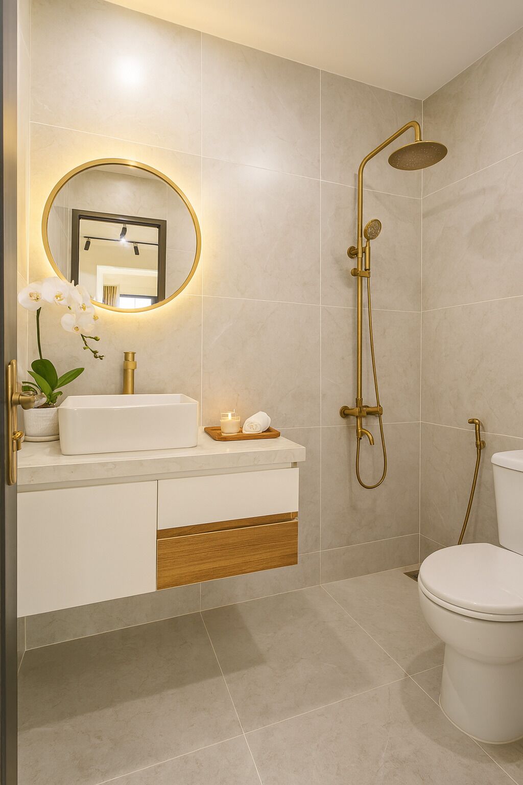 Quarto casal superluxo, vista para o jardim | Banheiro | Produtos de toalete grátis, sabonete, papel higiênico 