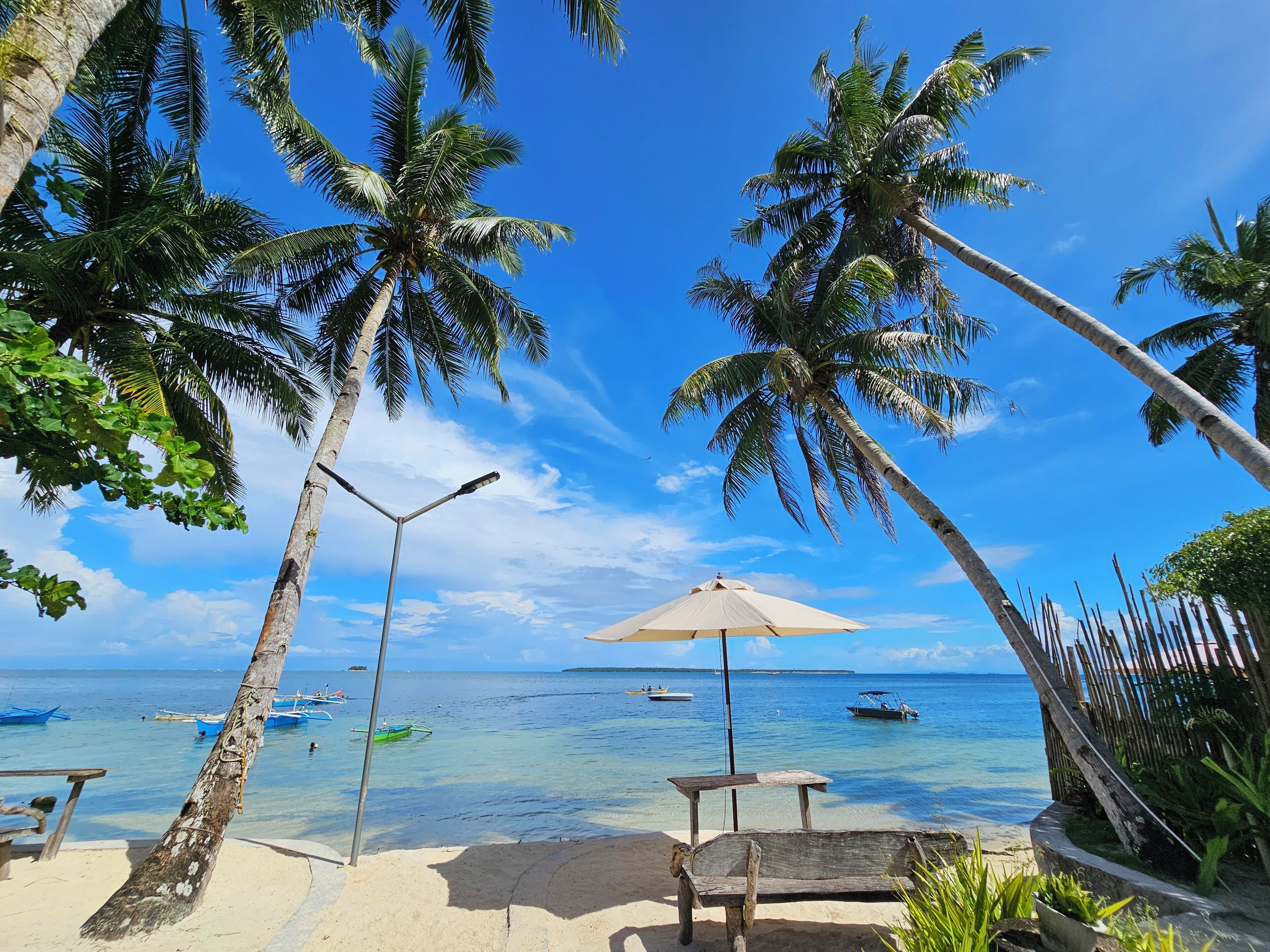 On the beach, white sand