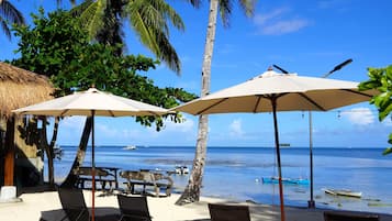 On the beach, white sand