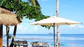 On the beach, white sand, beach bar