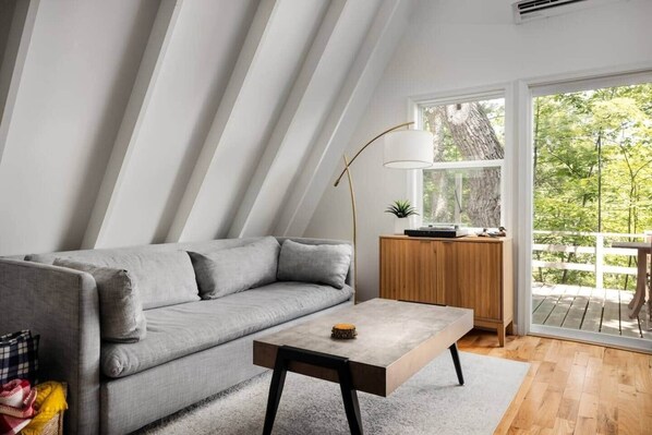 Una televisión, una chimenea