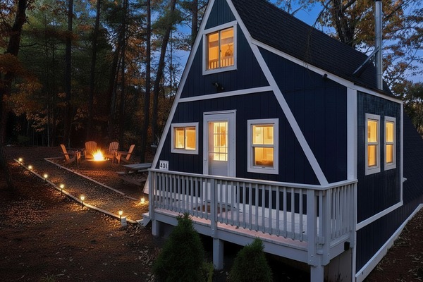 No better feeling than pulling up to a glowing cabin. Welcome to your home away from home.