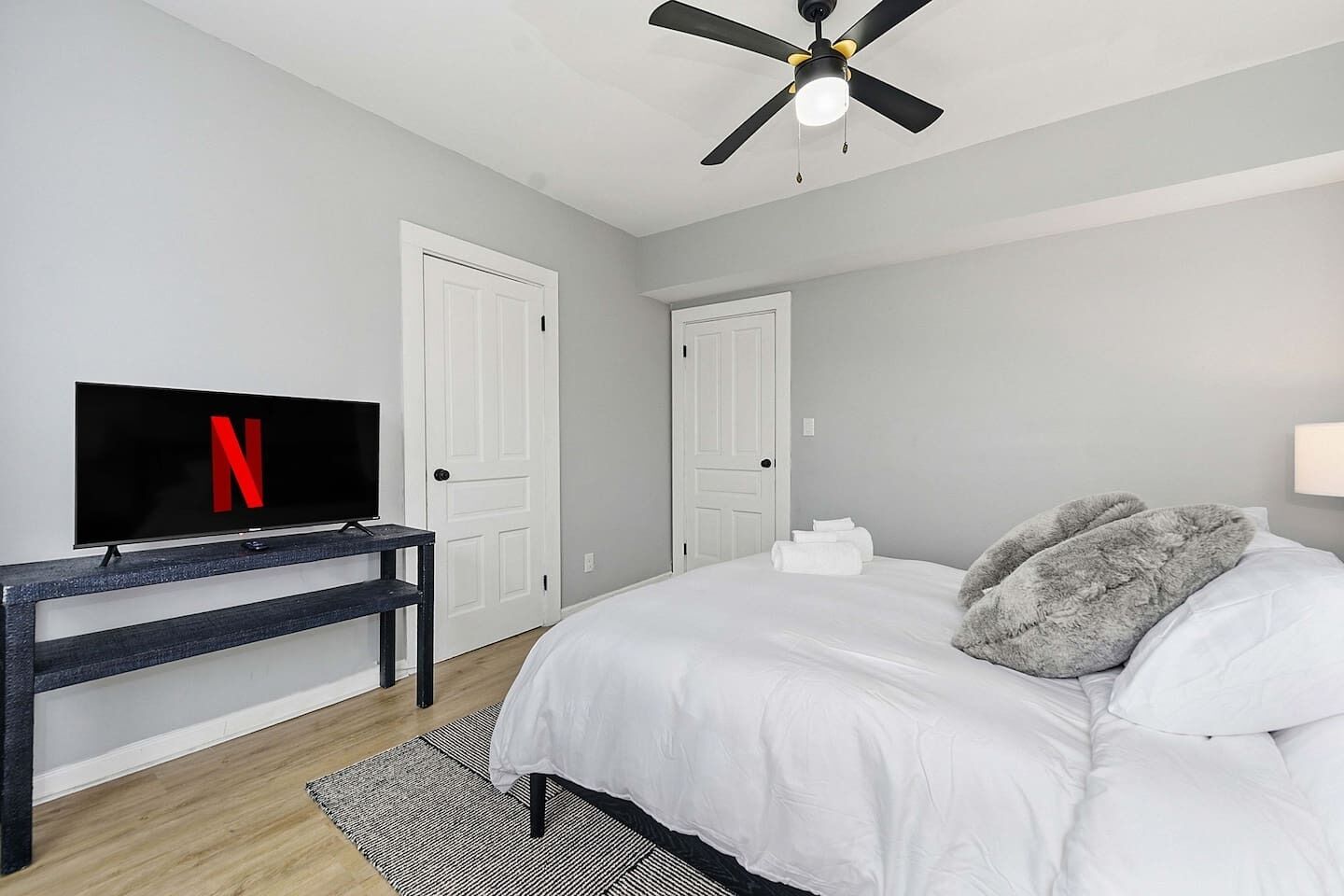 Bedroom 1 with a Queen Bed and Tv