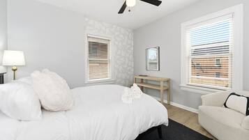 Queen bedroom with comfortable bedding