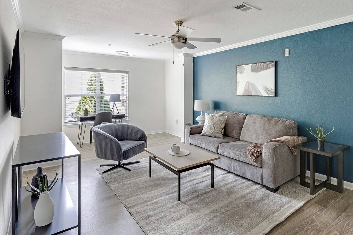Apartment (2 Bedrooms) | Living area | 50-inch Smart TV with digital channels
