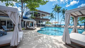 Outdoor pool, open 8:00 AM to 11:00 PM, free cabanas, pool umbrellas