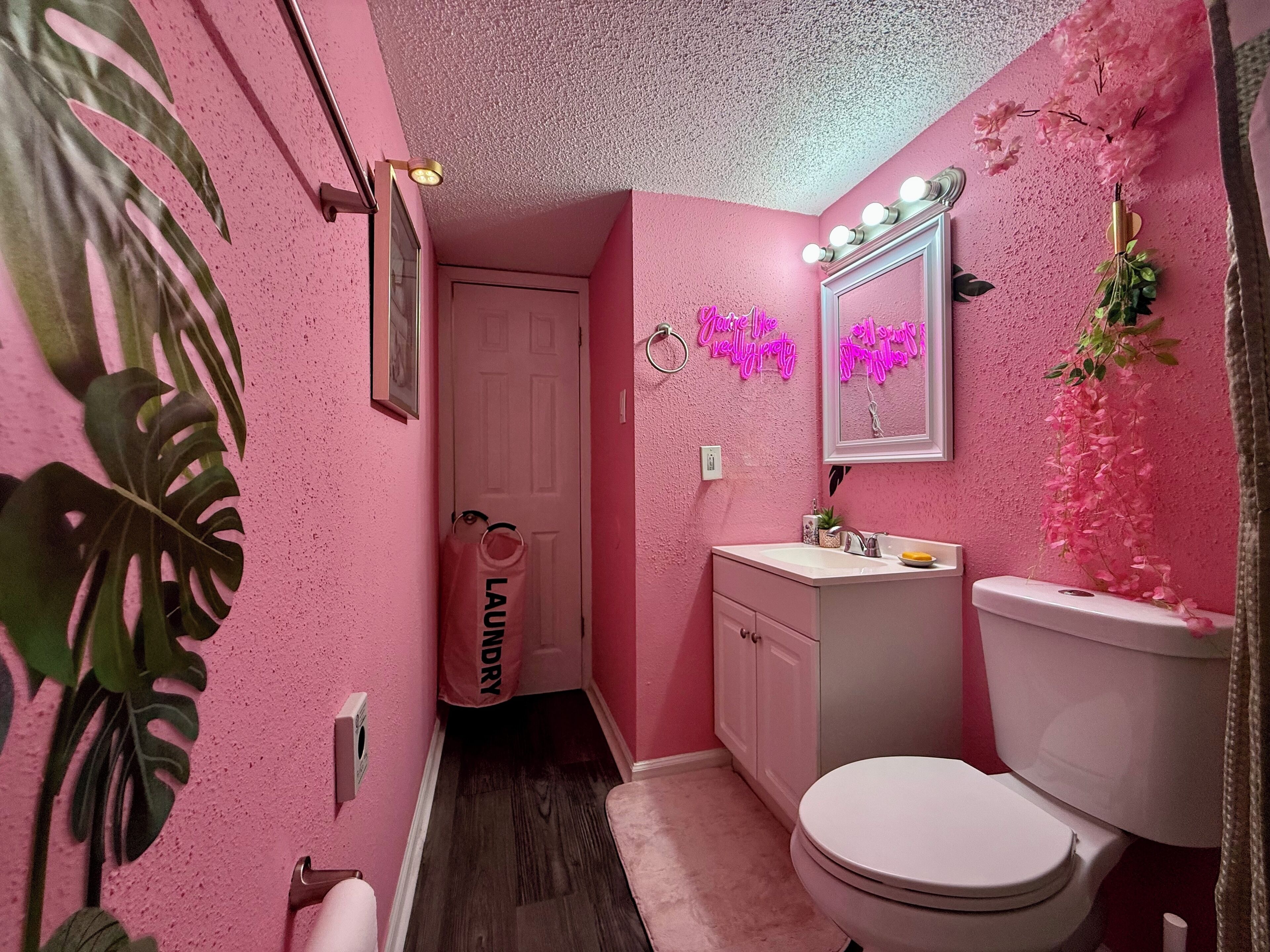 Hair dryer, towels, toilet paper