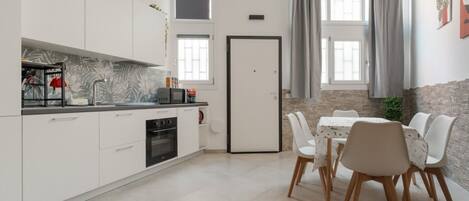 Fridge, microwave, dishwasher, toaster