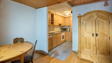 Een koelkast, een oven, een vaatwasser, een koffiezetapparaat/waterkoker