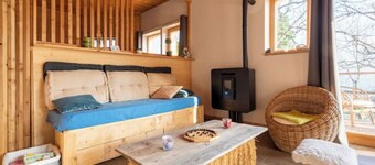 Wood and straw hut on stilts