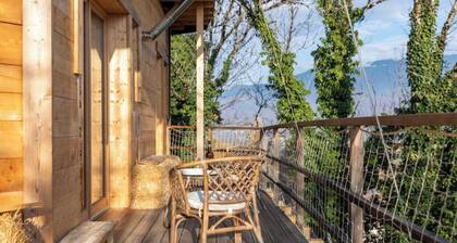 Wood and straw hut on stilts
