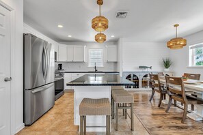 Fridge, microwave, oven, stovetop - Luxury Bayside Ortley Beach House • Sleeps 10 (Seaside Heights)